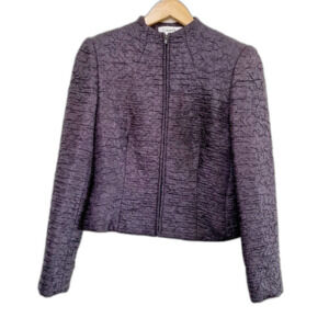 CALVIN KLEIN Purple Crackle Textured Jacket Full Zip Women's Size 2